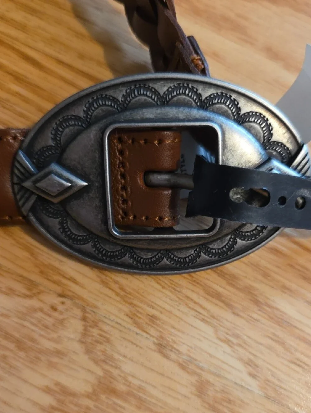 Levi's Brown Braided Leather Belt with Decorative Western Buckle